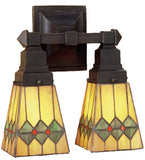 12"W Martini Mission Stained Glass 2 Lt Wall Sconce
