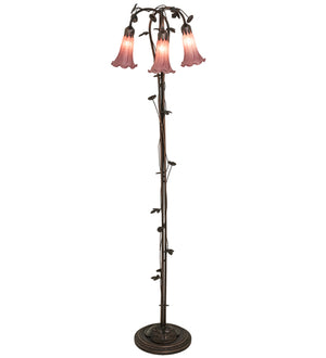 58"H Lavender Pond Lily 3 Lt Floor Lamp