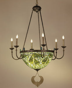 35"W Lotus Bud 6 Arm Floral Inverted Chandelier