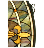 13" Round Fleur-De-Lis Medallion Stained Glass Window