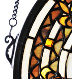 13" Round Fleur-De-Lis Medallion Stained Glass Window