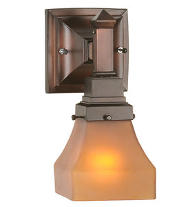 5"W Bungalow Frosted Amber Mission Wall Sconce