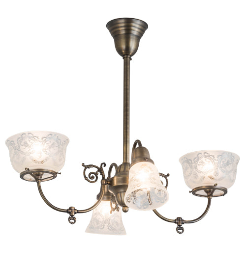 28"L Revival Gas Electric 4 Lt Chandelier-Show Off Your Style – Smashing Stained Glass & Lighting