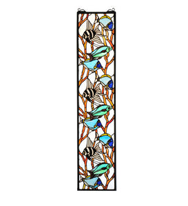 9"W X 42"H Tropical Fish Stained Glass Window