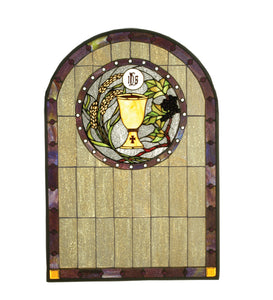 22"W X 32"H Sacrament Stained Glass Window