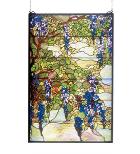 32"W X 48"H Tiffany Wisteria & Snowball Stained Glass Window-Free Ship