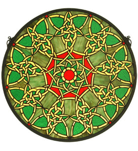 20"W X 20"H Knotwork Trance Medallion Stained Glass Window