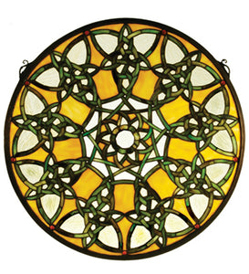 20"W X 20"H Knotwork Trance Medallion Stained Glass Window