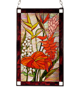 20"W X 32"H Tropic Floral Stained Glass Window