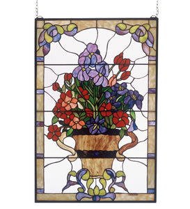 24"W X 36"H Floral Arrangement Stained Glass Window