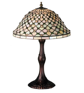 20"H Diamond & Jewel Stained Glass Table Lamp
