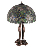 30"H Trillium & Violet Stained Glass Table Lamp