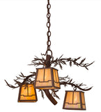 28"W Pine Branch Valley View 3 Lt Lodge Chandelier