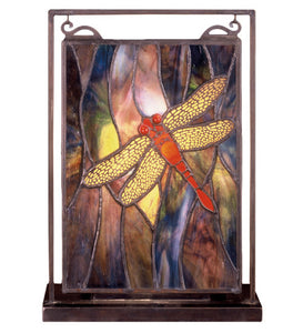 9.5"W X 10.5"H Tiffany Dragonfly Lighted Mini Tabletop Window