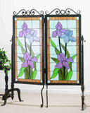 52"W X 63"H Floral Iris Floral Stained Glass Room Divider