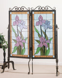 52"W X 63"H Floral Iris Floral Stained Glass Room Divider