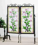 52"W x 63"H Gerardia Glass & Metal 2 Panel Floral Room Divider