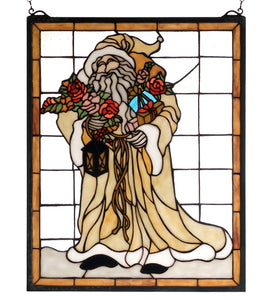 16"W x  20"H Father Christmas Stained Glass Window