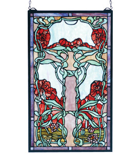 15"W X 25"H Nouveau Lily Stained Glass Window
