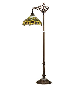 61"H Tiffany Wild Sunflower Bridge Arm Floor Lamp