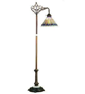 60"H Tiffany Jeweled Peacock Bridge Arm Floor Lamp