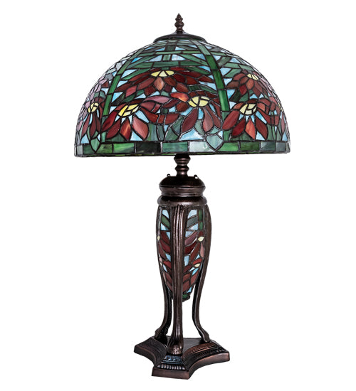 Tiffany style lamp with lighted store base