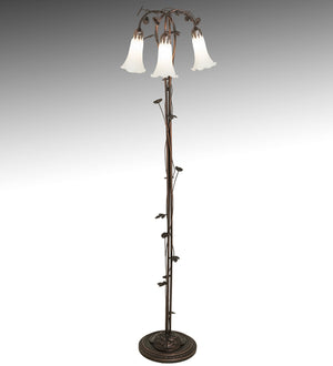 58"H White Pond Lily 3 Lt Floor Lamp