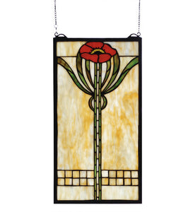 11"W X 20"H Parker Poppy Floral Stained Glass Window