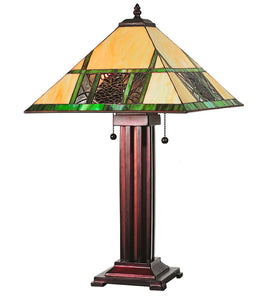 24"H Pinecone Stained Glass Table Lamp