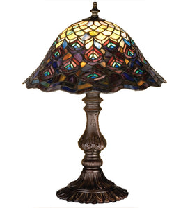 16.5"H Tiffany Peacock Feather Table Lamp