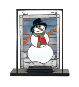 9.5"W X 10.5"H Snowman Lighted Mini Tabletop Window