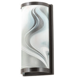 5.5"W Cylinder Blanco Swirl Fused Glass Modern Wall Sconce