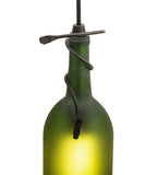 4"W Tuscan Vineyard Frosted Green Wine Bottle Mini Pendant