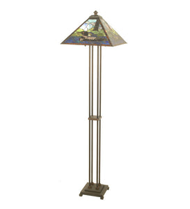63"H Loon Wildlife Stained Glass Floor Lamp