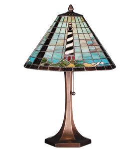 21"H Tiffany Cape Hatteras Lighthouse Nautical Table Lamp