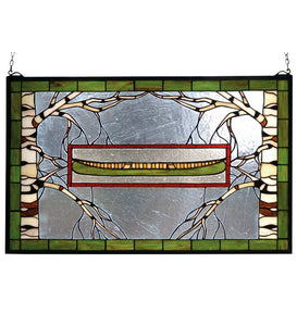 28"W X 18"H North Country Canoe Stained Glass Window