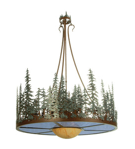 36"W Pine Lake Inverted Rustic Lodge Pendant