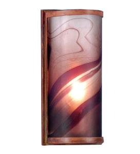 5.5"W Cylinder Chambord Swirl Fused Glass Contemporary Wall Sconce