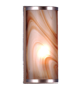 5.5"W Cognac Swirl Cylinder Fused Glass Modern Wall Sconce