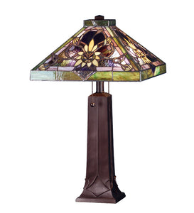 22"H Solstice Floral Stained Glass Table Lamp