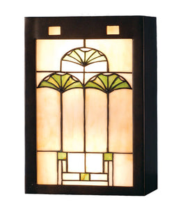 7.5"W Ginkgo Stained Glass Wall Sconce