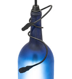 4"W Tuscan Vineyard Frosted Blue Wine Bottle Mini Pendant
