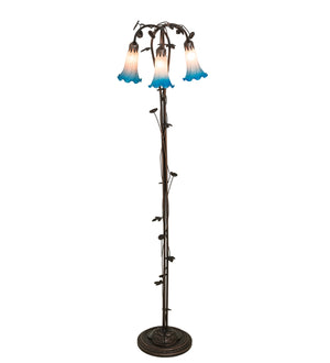 58"H Pink/Blue Pond Lily 3 Lt Floor Lamp