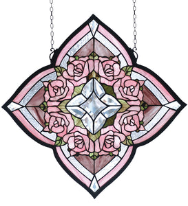 20"W X 20"H Ring Of Roses Stained Glass Window