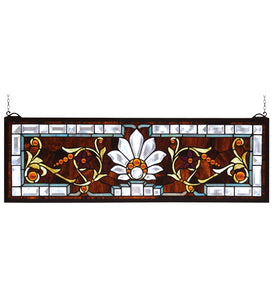 28"W X 9"H Beveled Ellsinore Transom Stained Glass Window