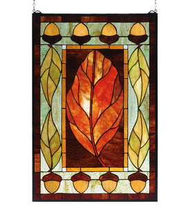 21"W X 31"H Harvest Festival Lodge Stained Glass Window