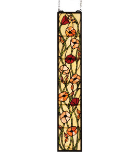 7"W X 37"H Tiffany Poppy Floral Stained Glass Window