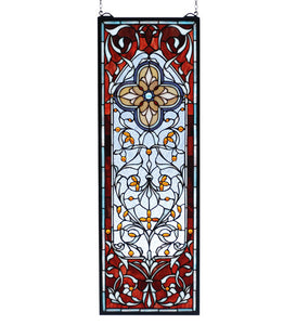 11"W X 32"H Versaille Quatrefoil Sidelight Stained Glass Window