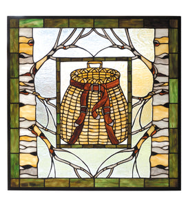 24.5"W X 24.5"H Pack Basket Stained Glass Window