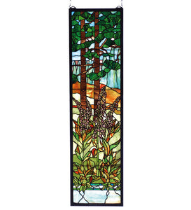 12"W X 44"H Tiffany Foxgloves Floral Sidelight Stained Glass Window
